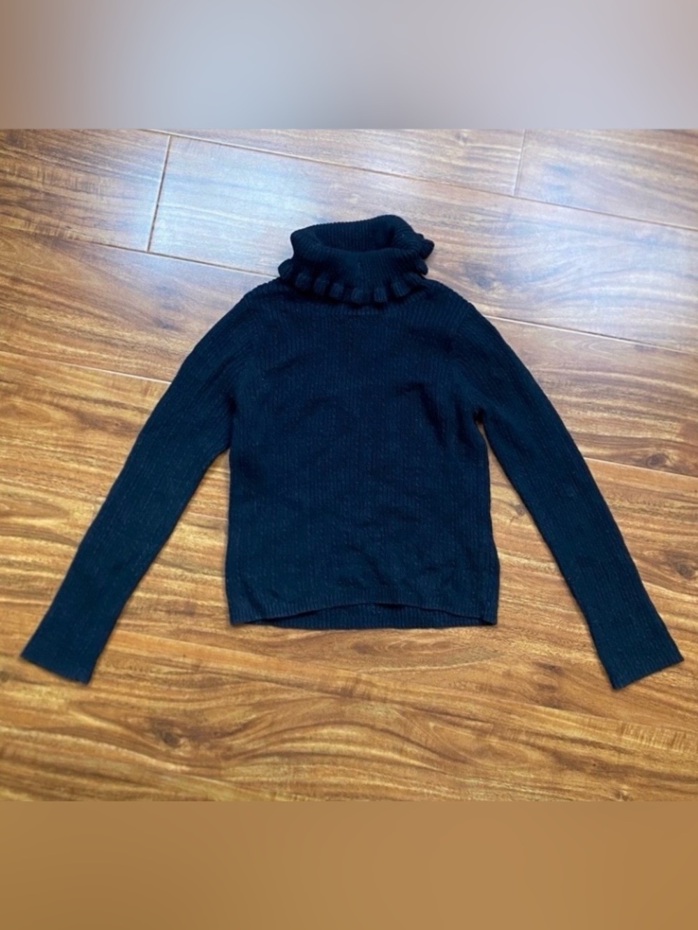 Tommy Bahama Girls Black Soft Cotton Mix Ribbed Turtleneck Sweater Size M 7/8